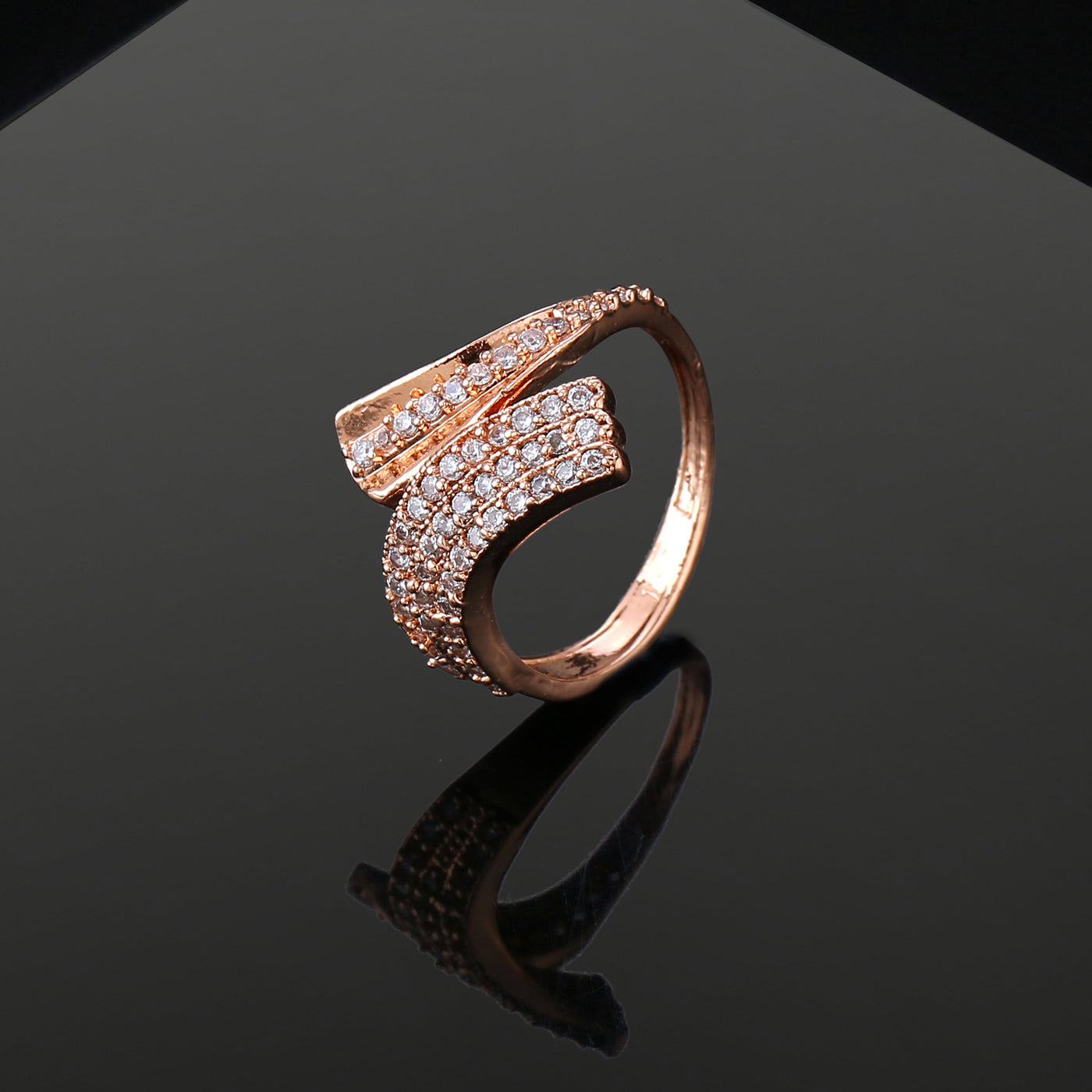 Estele Rose Gold Plated CZ Marvelous Designer Ring for Women