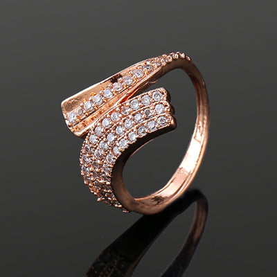 Estele Rose Gold Plated CZ Marvelous Designer Ring for Women