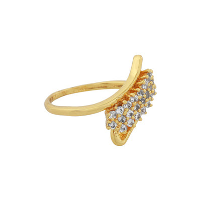 Estele Gold Plated CZ Classic Designer Ring for Women
