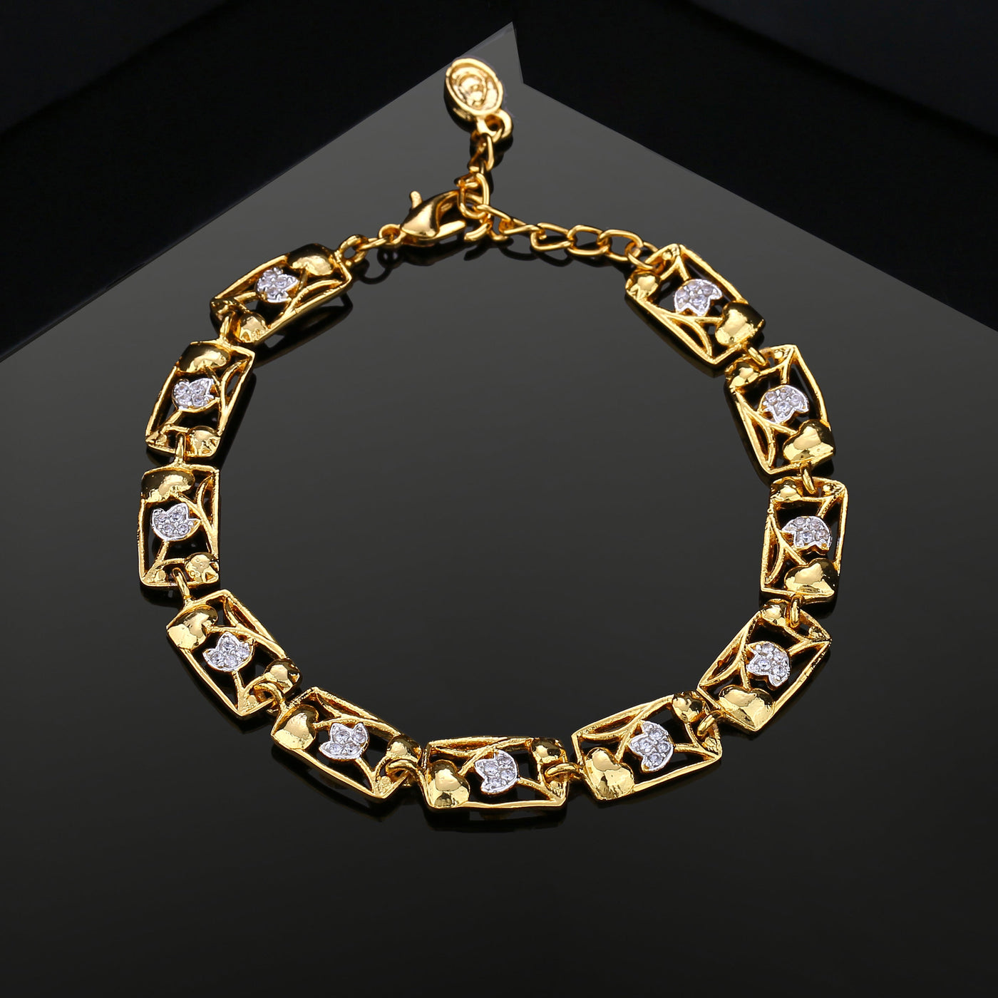 Estele Gold Plated Fascinating Bracelet with Crystals for Women