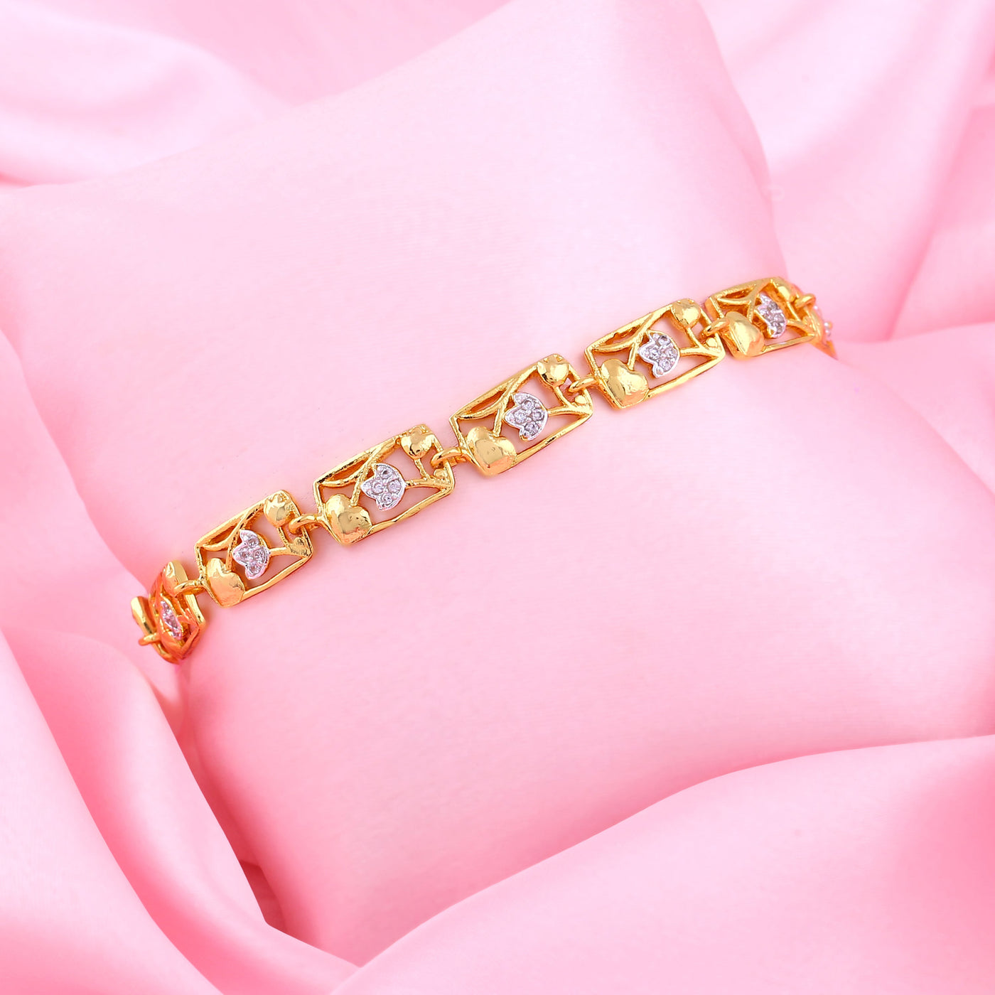 Estele Gold Plated Fascinating Bracelet with Crystals for Women