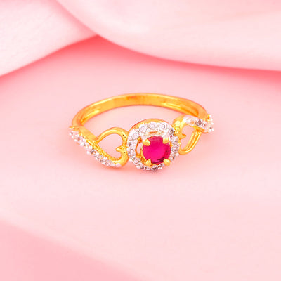 Estele Gold Plated CZ Eternal Ring for Women