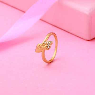 Estele Gold Plated CZ Leaf Designer Ring for Women
