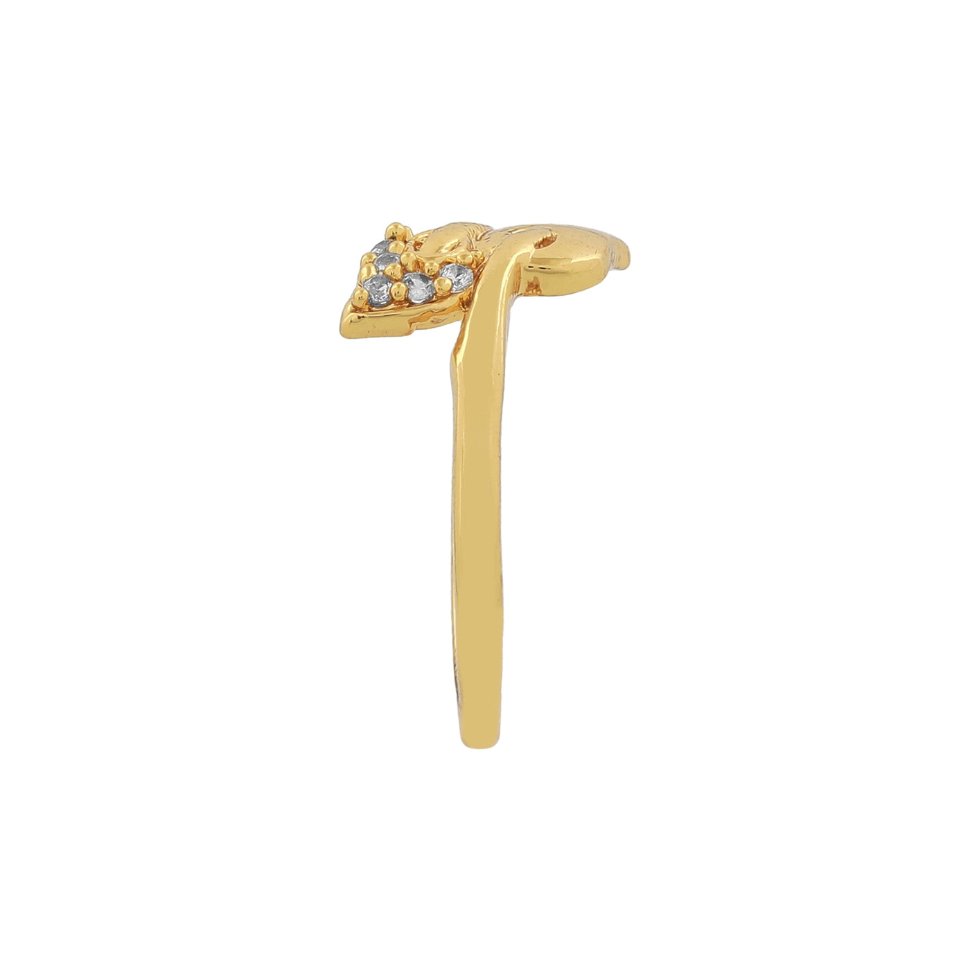 Estele Gold Plated CZ Leaf Designer Ring for Women