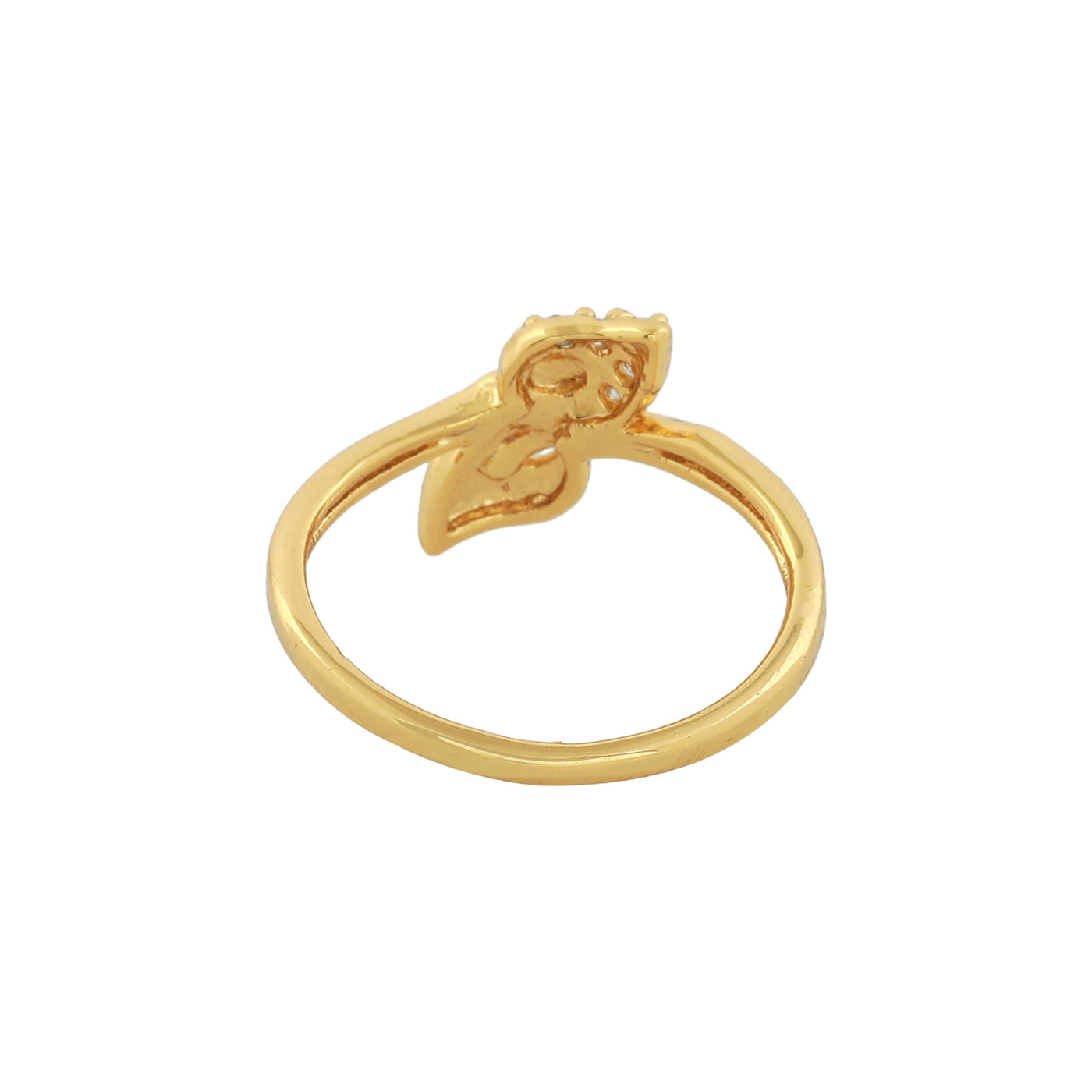 Estele Gold Plated CZ Leaf Designer Ring for Women