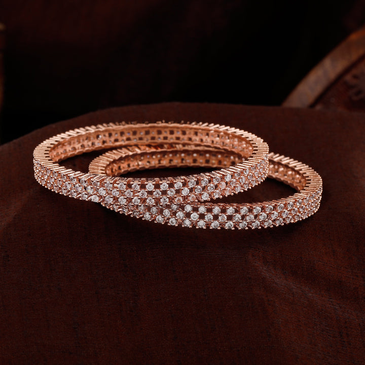 Estele Rose Gold Plated CZ Sparkling Designer Bangles for Women