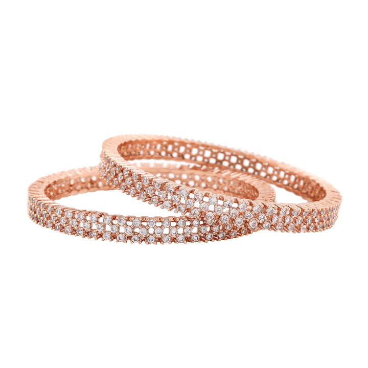 Estele Rose Gold Plated CZ Sparkling Designer Bangles for Women