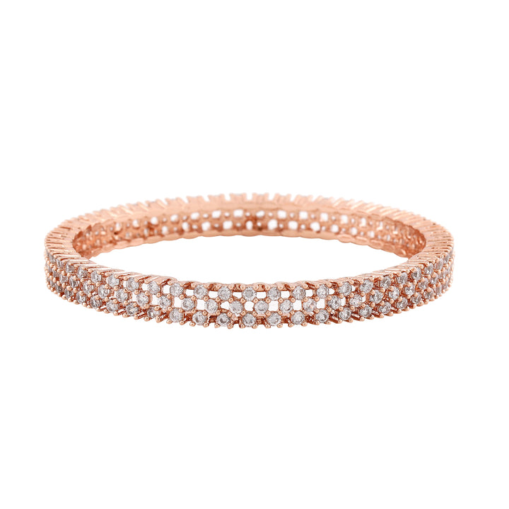 Estele Rose Gold Plated CZ Sparkling Designer Bangles for Women
