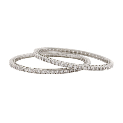 Estele Rhodium Plated CZ Dazzling Designer Bangles for Women