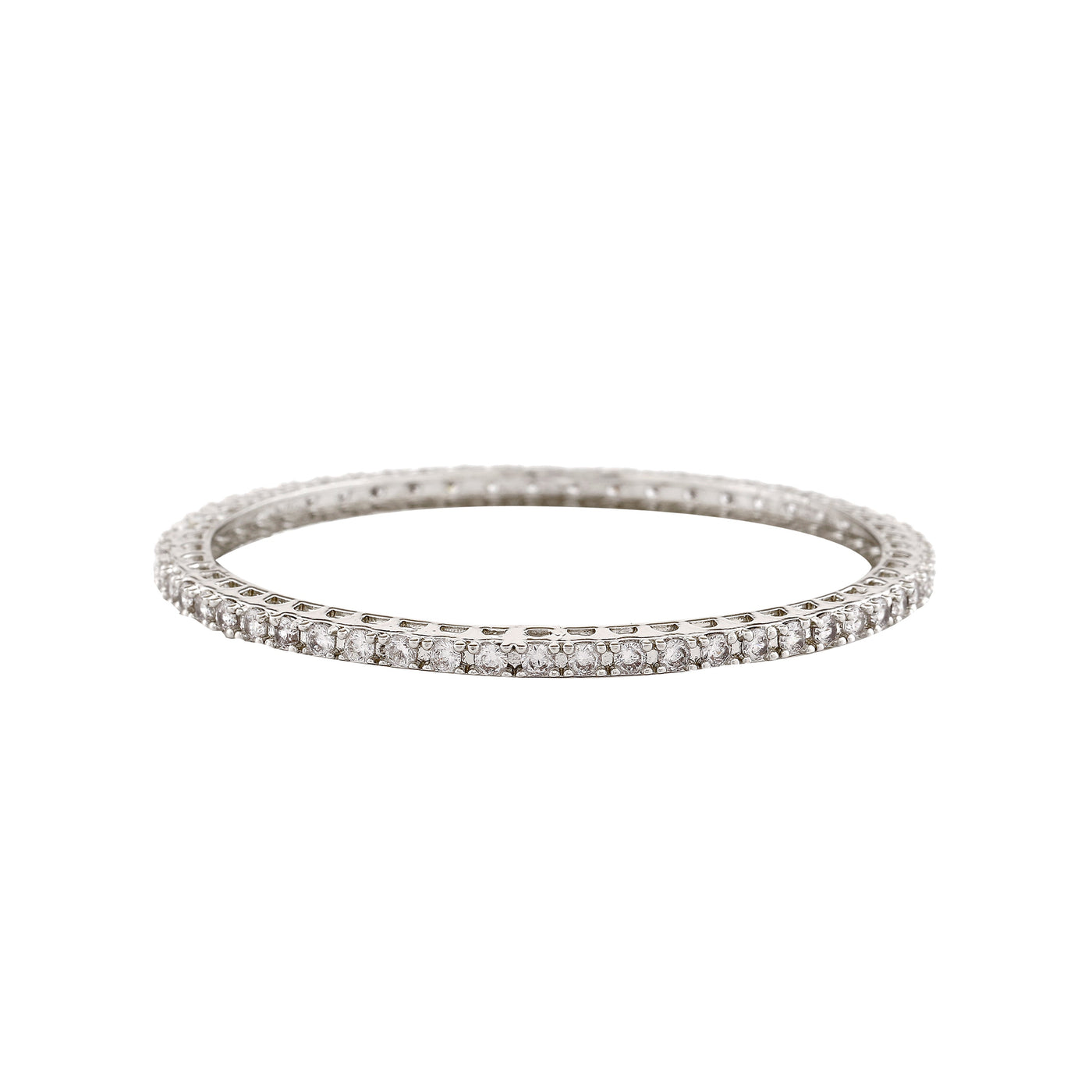 Estele Rhodium Plated CZ Dazzling Designer Bangles for Women