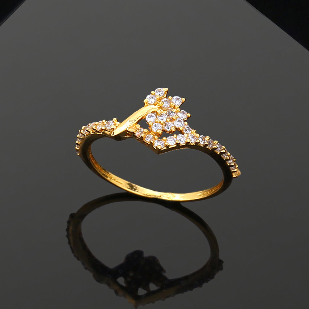 Buy Estele Gold Plated CZ Striking Finger Ring for Women Online