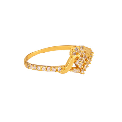 Estele Gold Plated CZ Striking Finger Ring for Women