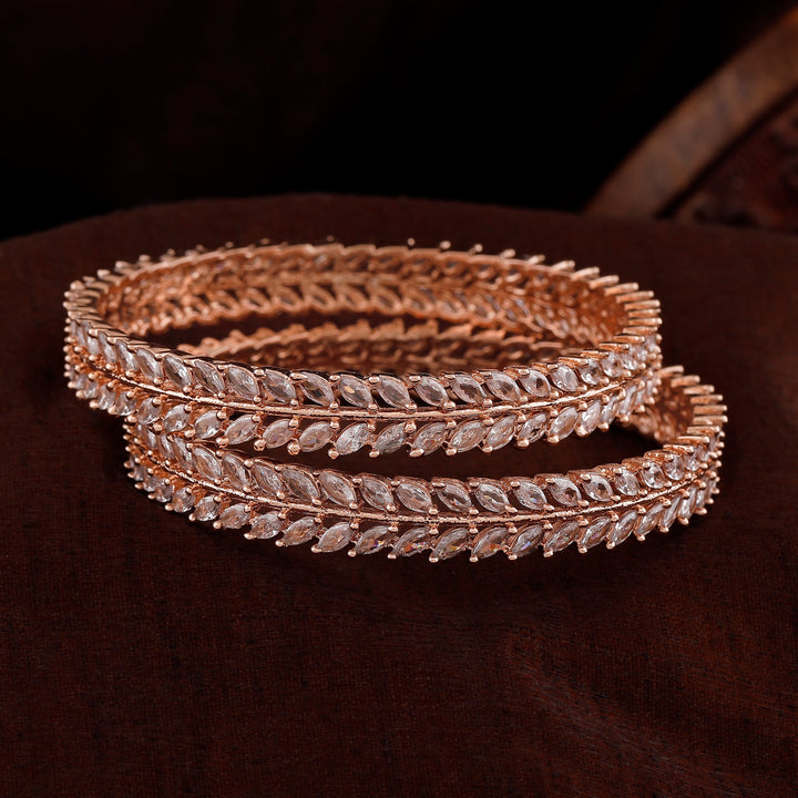 Estele Rose Gold Plated CZ Attractive Designer Bangle for Women