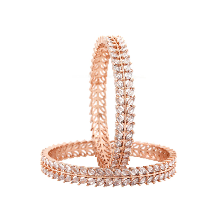 Estele Rose Gold Plated CZ Attractive Designer Bangle for Women