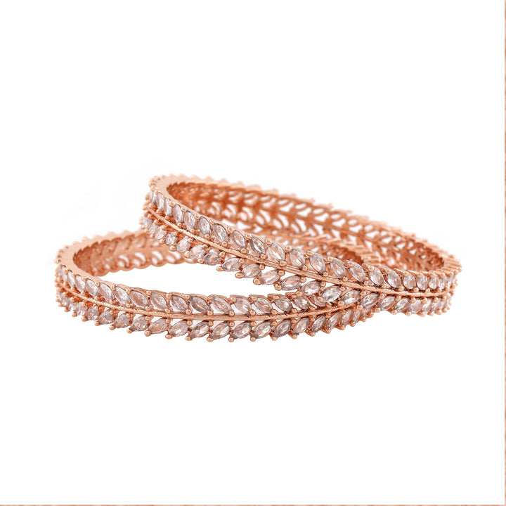 Estele Rose Gold Plated CZ Attractive Designer Bangle for Women