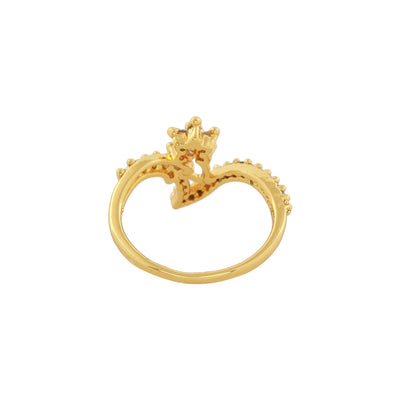 Estele Gold Plated CZ Flower Designer Ring for Women