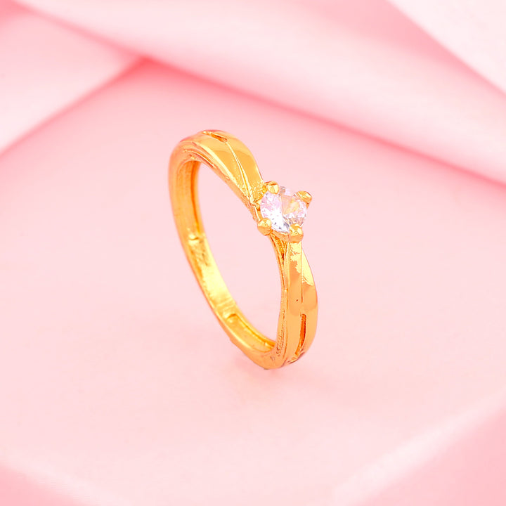 Estele Gold Plated CZ Solitaire Ring for Women