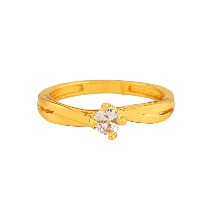 Estele Gold Plated CZ Solitaire Ring for Women