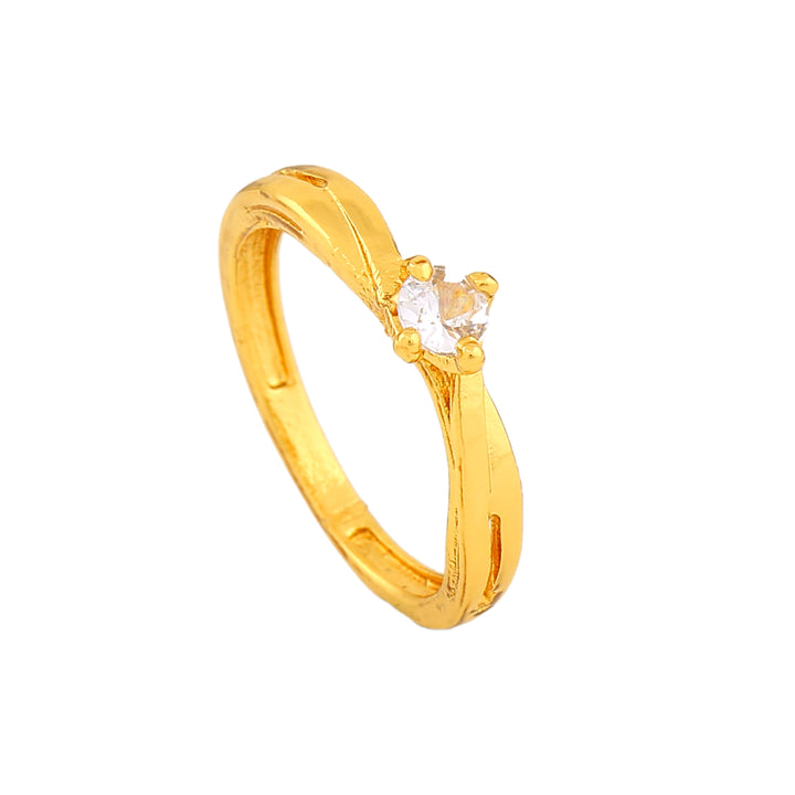 Estele Gold Plated CZ Solitaire Ring for Women