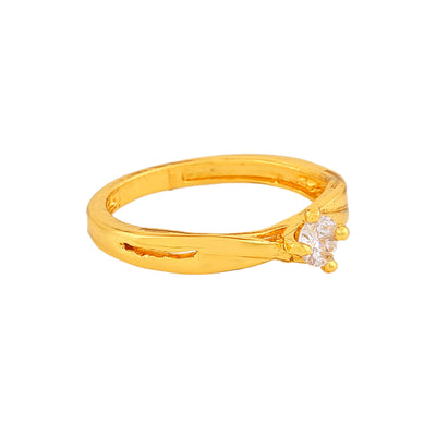 Estele Gold Plated CZ Solitaire Ring for Women