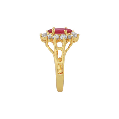 Estele Gold Plated CZ Daisy Flower Designer Ring for Women