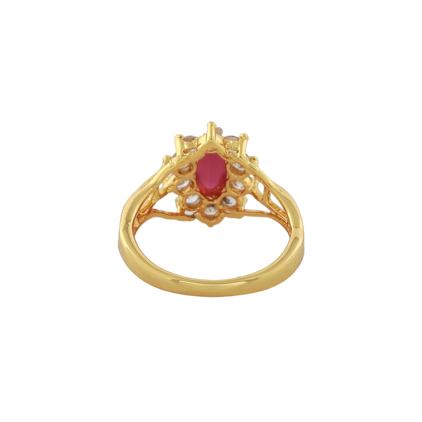 Estele Gold Plated CZ Daisy Flower Designer Ring for Women