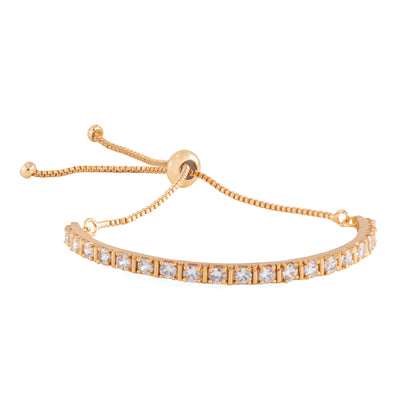 Estele Gold Plated Candy Bracelet with White American Diamonds Bracelet