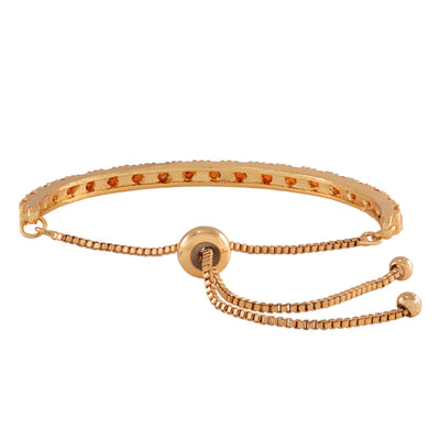 Estele Gold Plated Candy Bracelet with Orange American Diamonds Bracelet (adjustable)