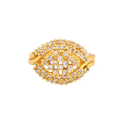 Estele Gold Plated CZ Sparkling Finger Ring for Women