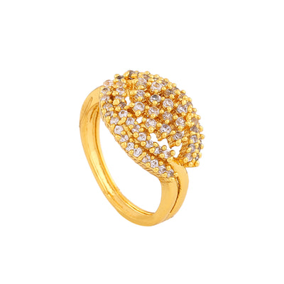 Estele Gold Plated CZ Sparkling Finger Ring for Women