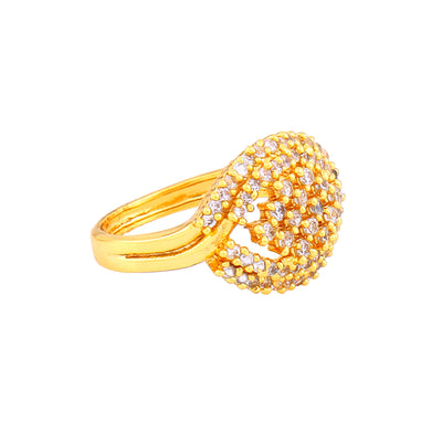 Estele Gold Plated CZ Sparkling Finger Ring for Women