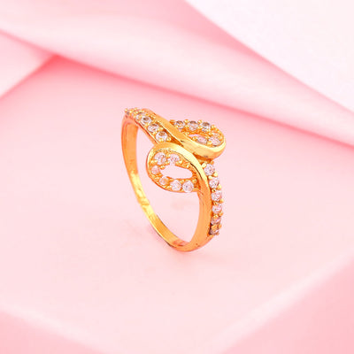 Estele Gold Plated CZ Loop Designer Ring for Women