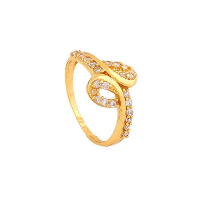Estele Gold Plated CZ Loop Designer Ring for Women