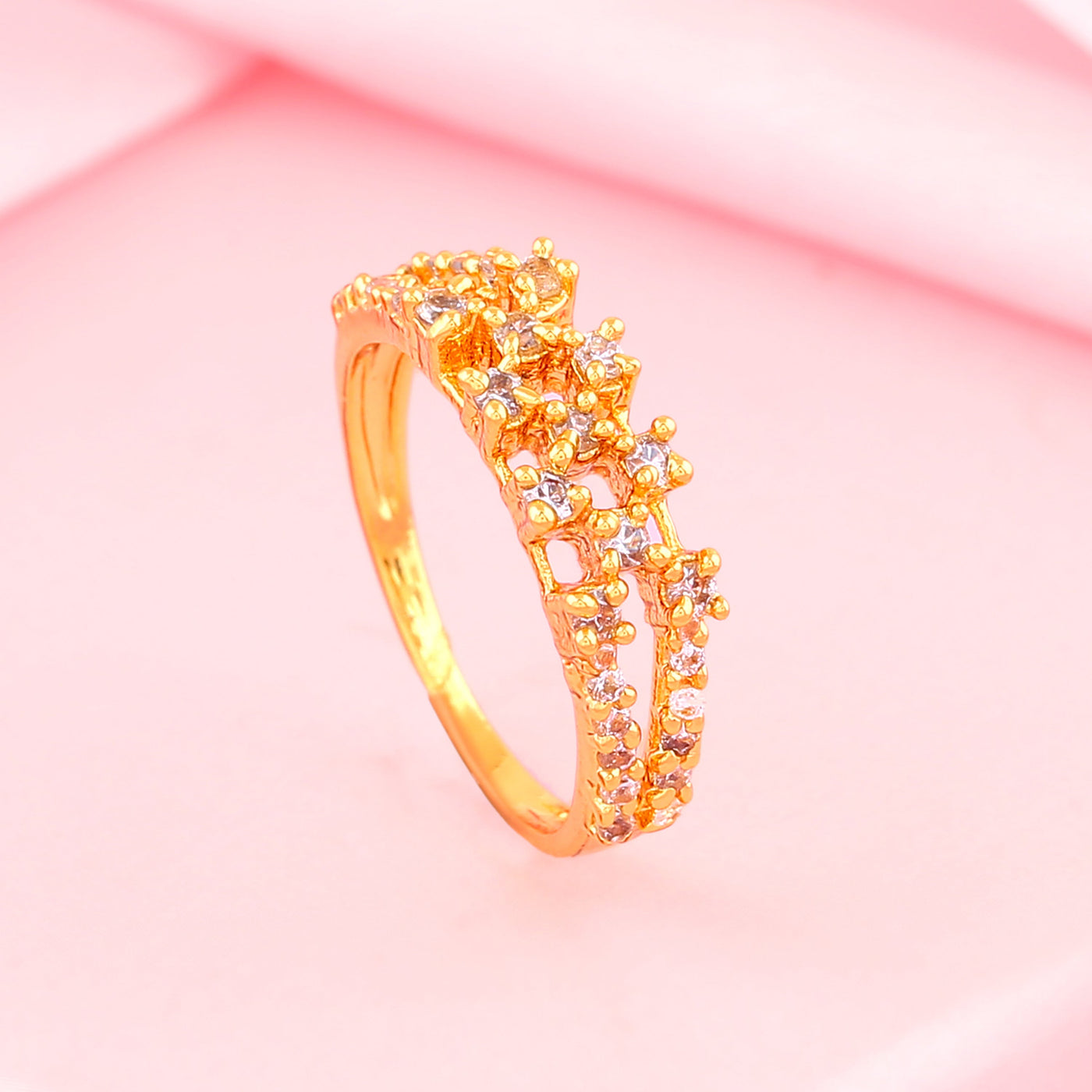Estele Gold Plated CZ Exquisite Finger Ring for Women