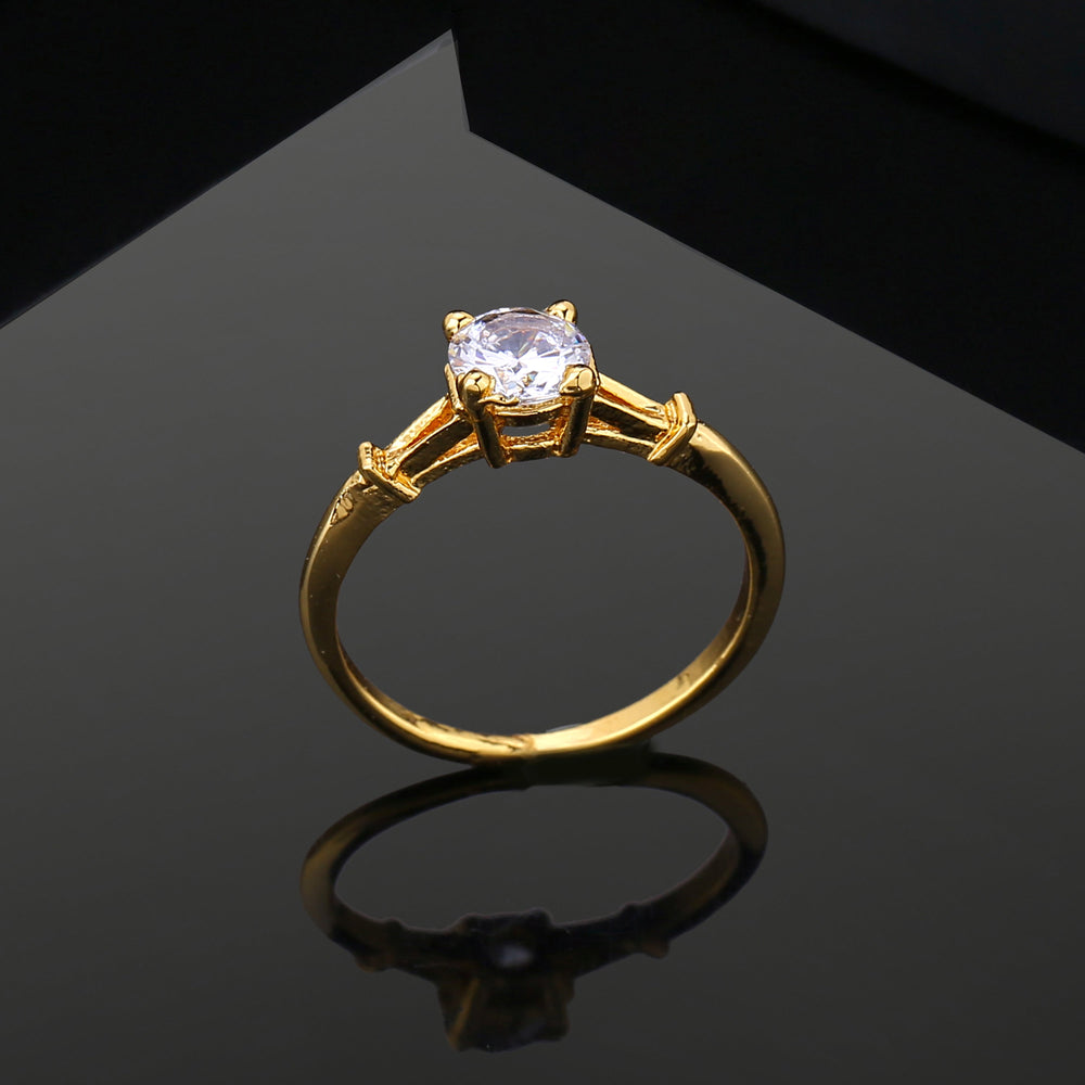 Buy Estele Gold Plated CZ Enticing Solitaire Finger Ring for Women