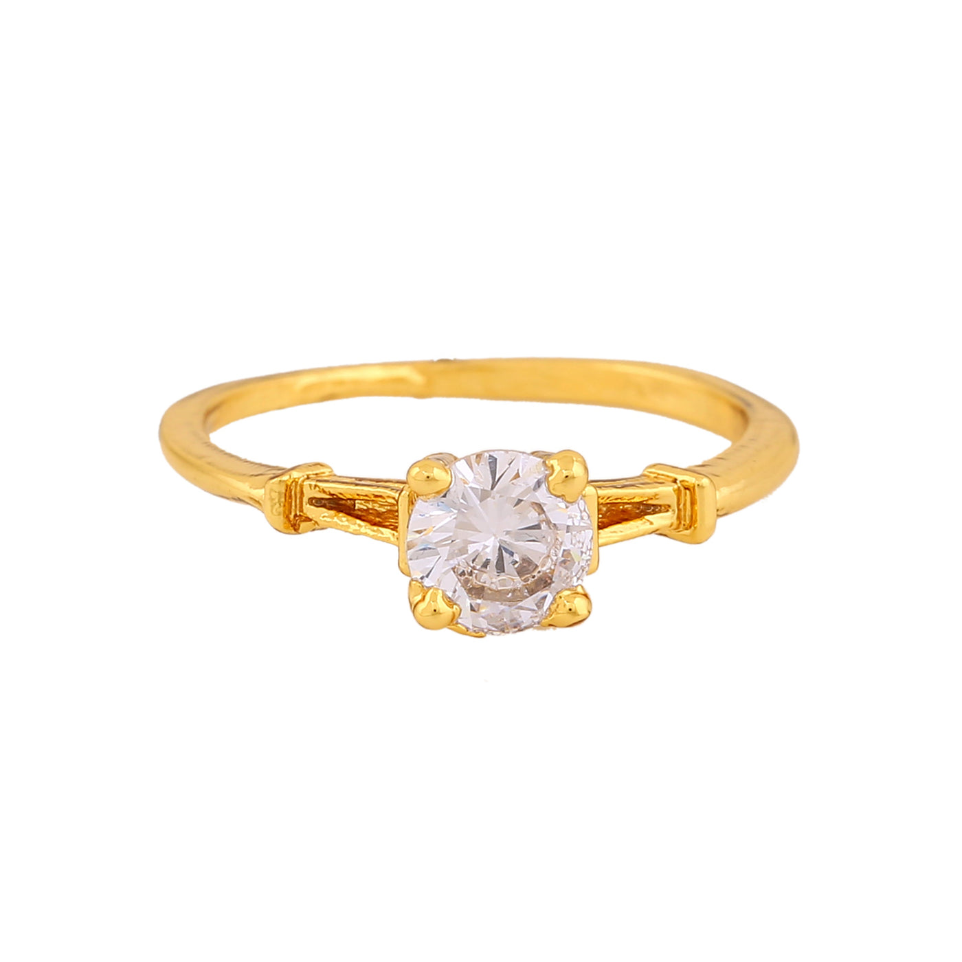 Estele Gold Plated CZ Enticing Solitaire Finger Ring for Women