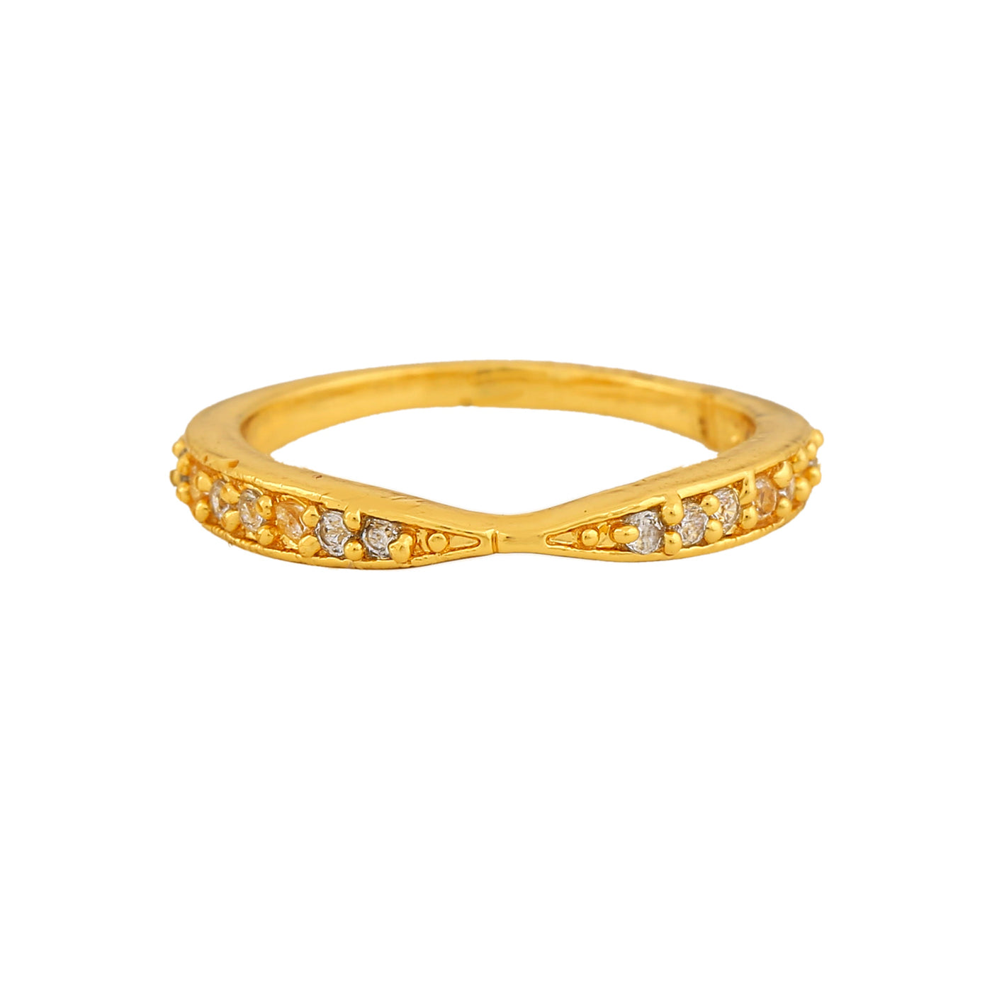 Estele Gold Plated CZ Classic Designer Finger Ring for Women