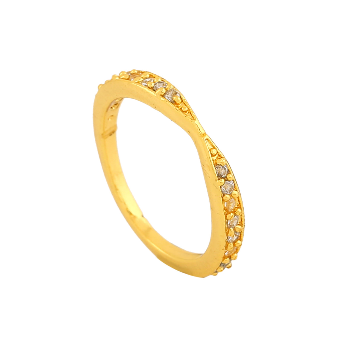 Estele Gold Plated CZ Classic Designer Finger Ring for Women