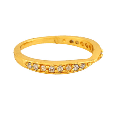 Estele Gold Plated CZ Classic Designer Finger Ring for Women