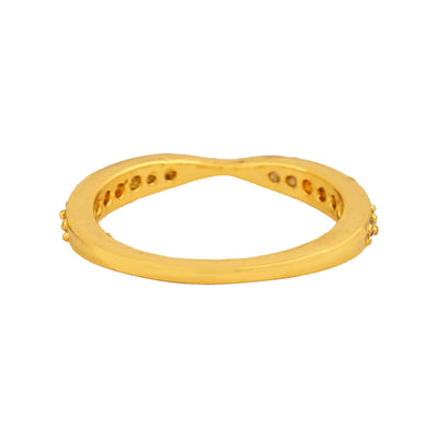 Estele Gold Plated CZ Classic Designer Finger Ring for Women