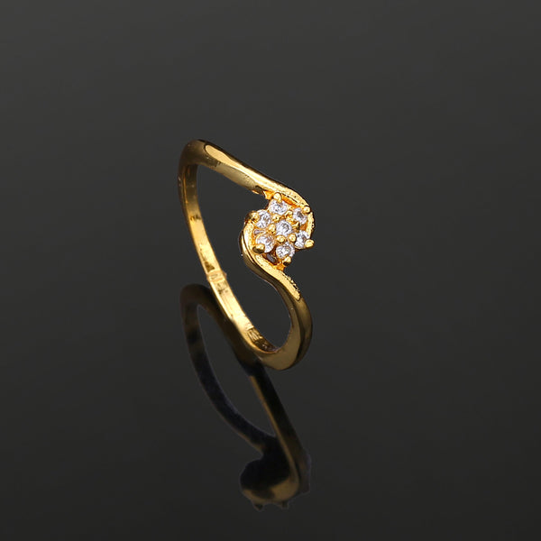CZ Solitaire Flower Finger Ring
