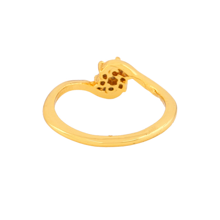 Estele Gold Plated CZ Solitaire Flower Designer Finger Ring for Women