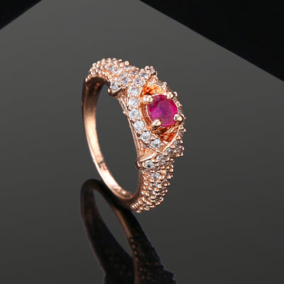 Estele Rose Gold Plated CZ Sparkling Finger Ring for Women