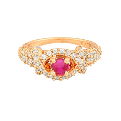 Estele Rose Gold Plated CZ Sparkling Finger Ring for Women