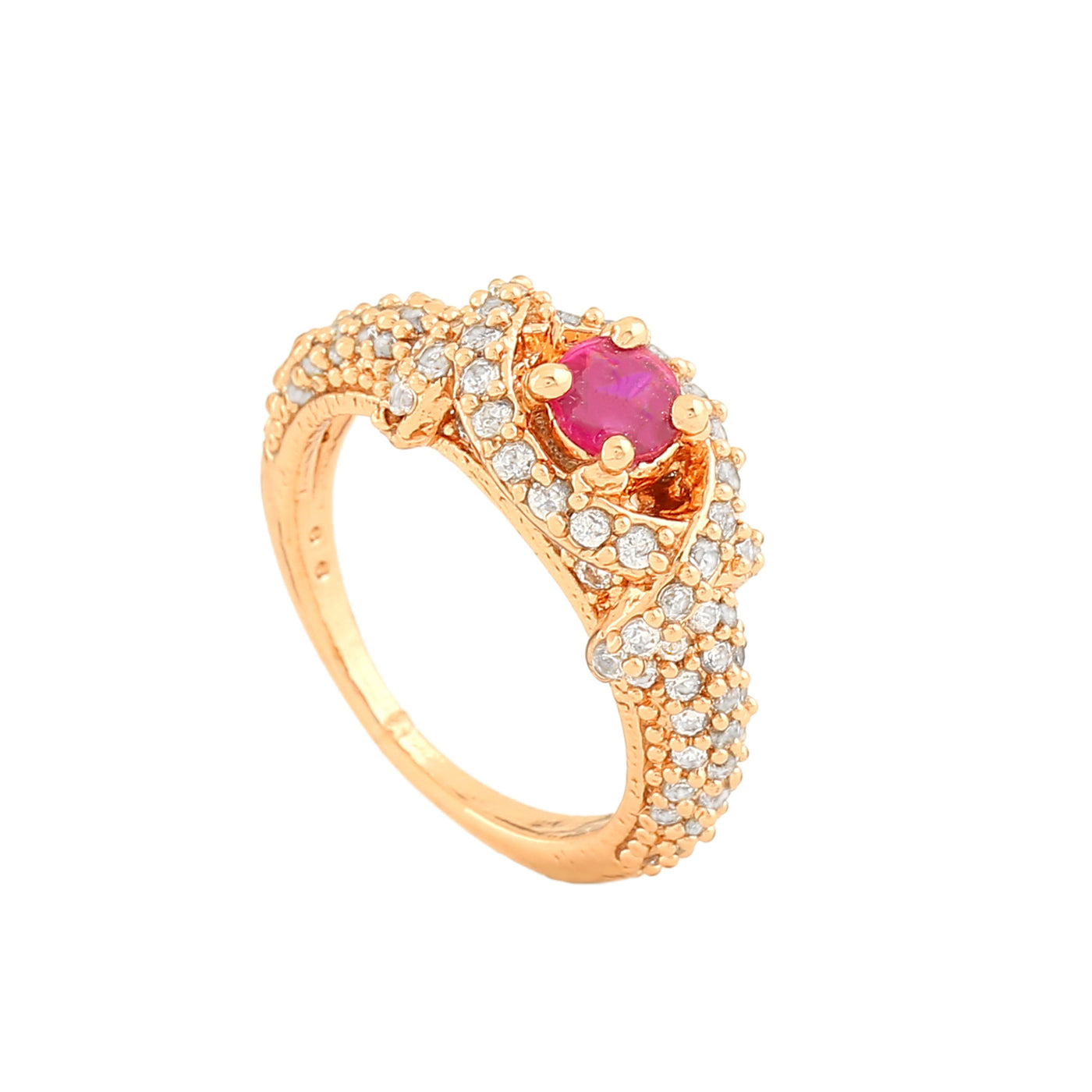 Estele Rose Gold Plated CZ Sparkling Finger Ring for Women