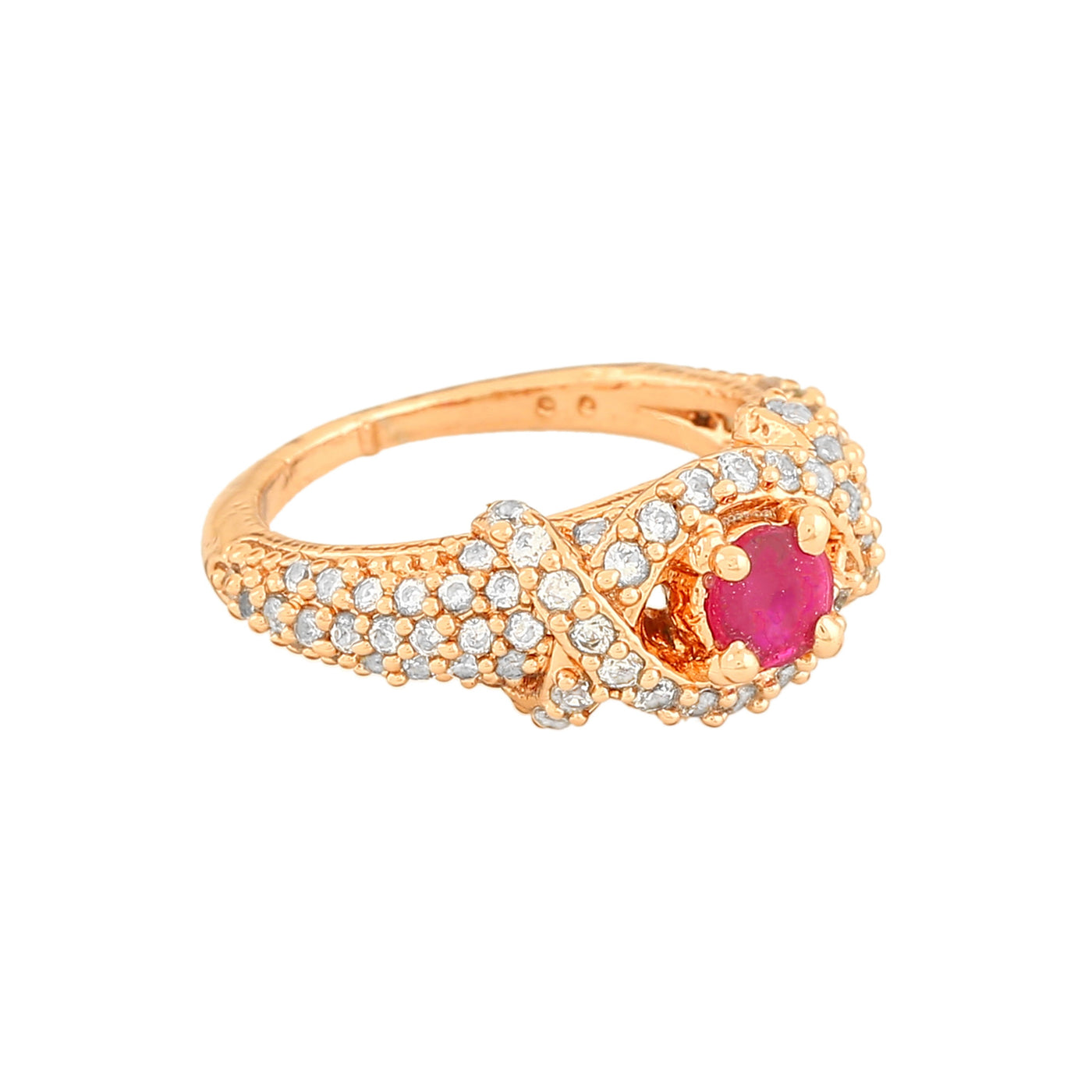 Estele Rose Gold Plated CZ Sparkling Finger Ring for Women