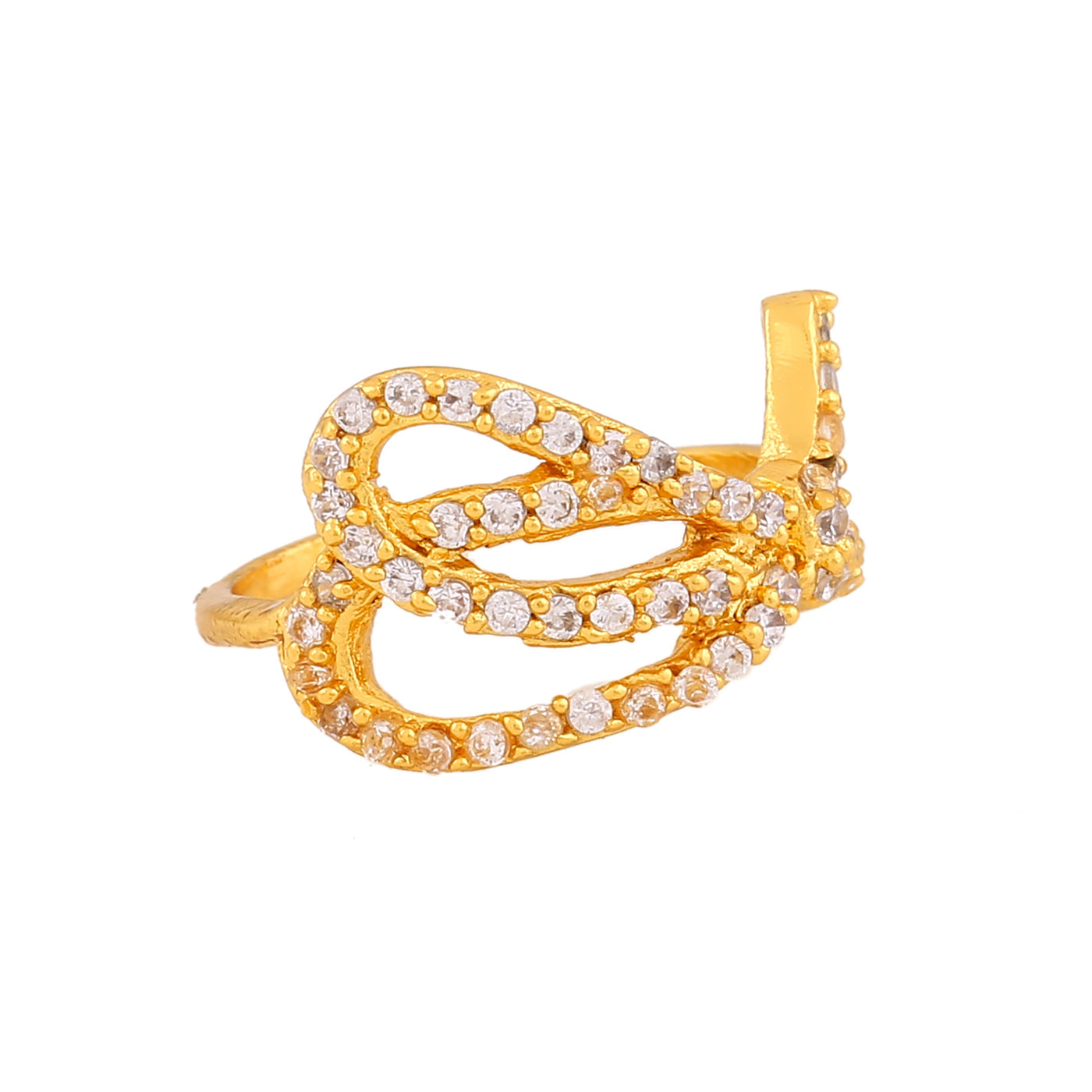 Estele Gold Plated CZ Knot Designer Finger Ring for Women