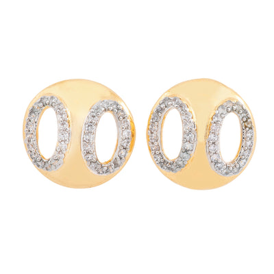 Estele Gold and Silver Plated American Diamond Goggles Stud Earrings for women