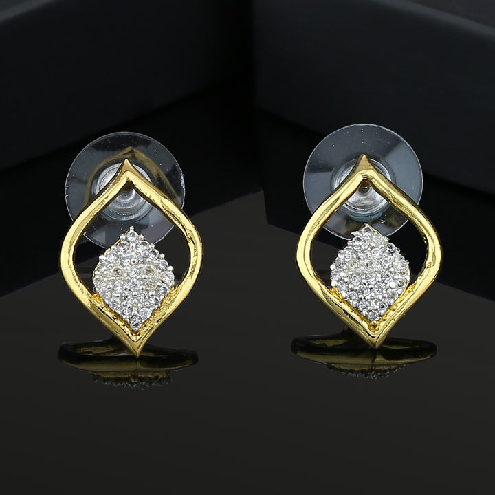Estele Gold and Silver Plated American Diamond Jyoth Stud Earrings for women
