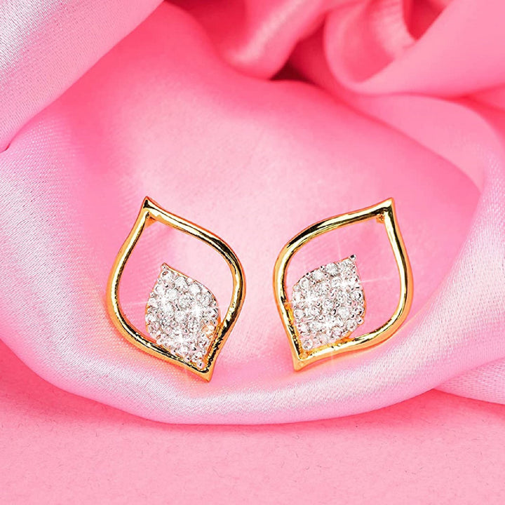 Estele Gold and Silver Plated American Diamond Jyoth Stud Earrings for women